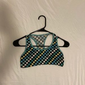 It is a sport bra black, blue, green and yellow size small